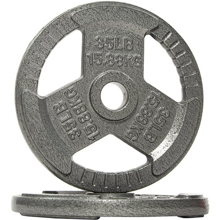 BalanceFrom Tri-Grip Cast Iron Plate Weight Plate for Strength Training, Weightlifting and Crossfit, 2-Inch, 35lbs Pair