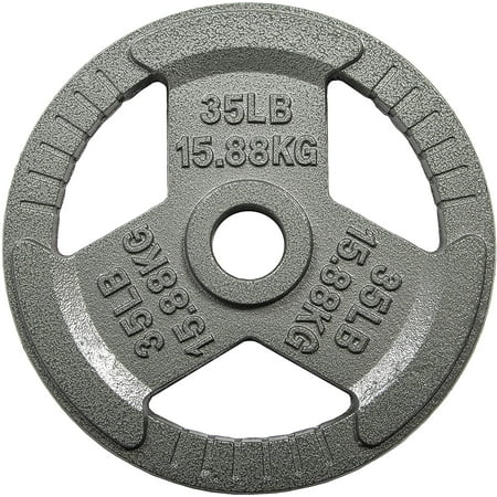 BalanceFrom Tri-Grip Cast Iron Plate Weight Plate for Strength Training, Weightlifting and Crossfit, 2-Inch, 35lbs Single