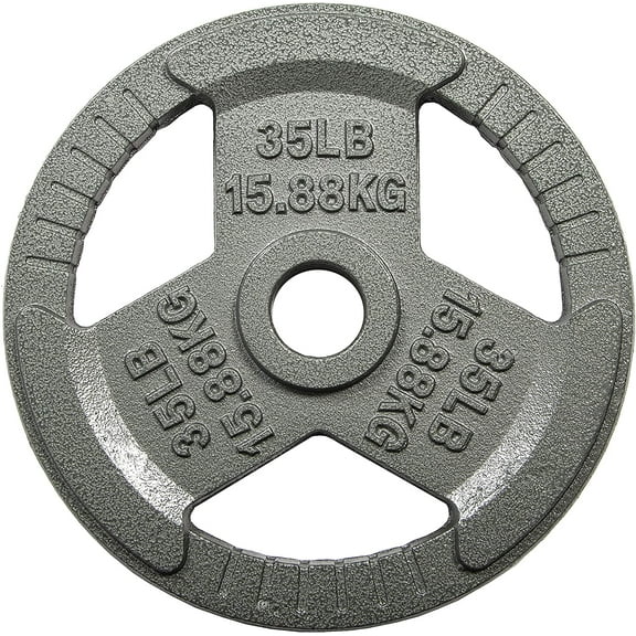 BalanceFrom Tri-Grip Cast Iron Plate Weight Plate for Strength Training, Weightlifting and Crossfit, 2-Inch, 35lbs Single
