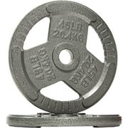 BalanceFrom Tri-Grip Cast Iron Plate Weight Plate for Strength Training, Weightlifting and Crossfit, 2-Inch, 45lbs Pair
