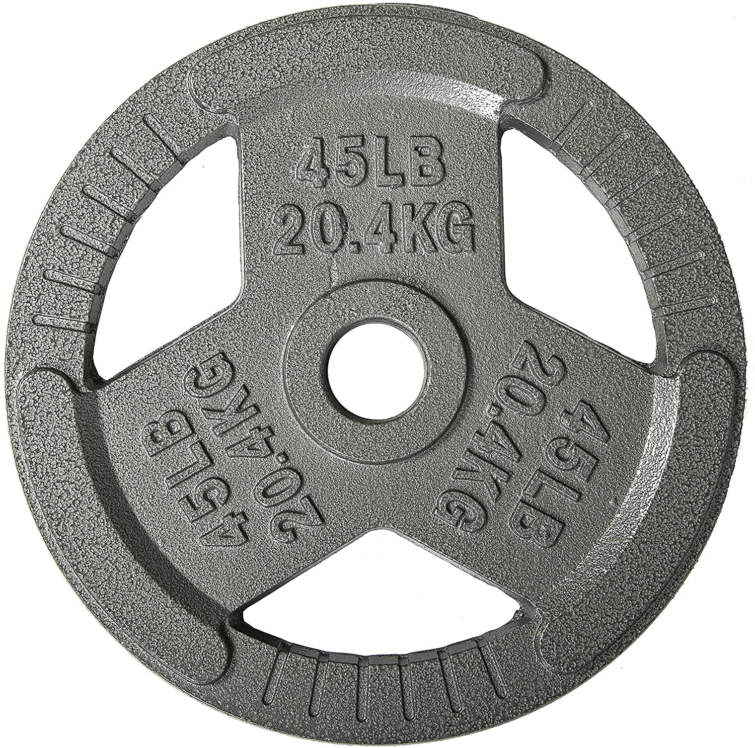 BalanceFrom Tri-Grip Cast Iron Plate Weight Plate for Strength Training, Weightlifting and Crossfit, 2-Inch, 45lbs Single