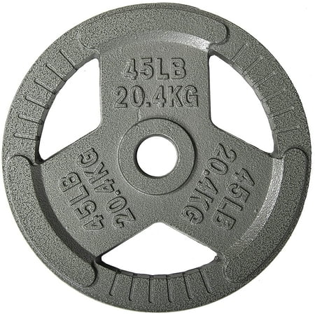 BalanceFrom Tri-Grip Cast Iron Plate Weight Plate for Strength Training, Weightlifting and Crossfit, 2-Inch, 45lbs Single
