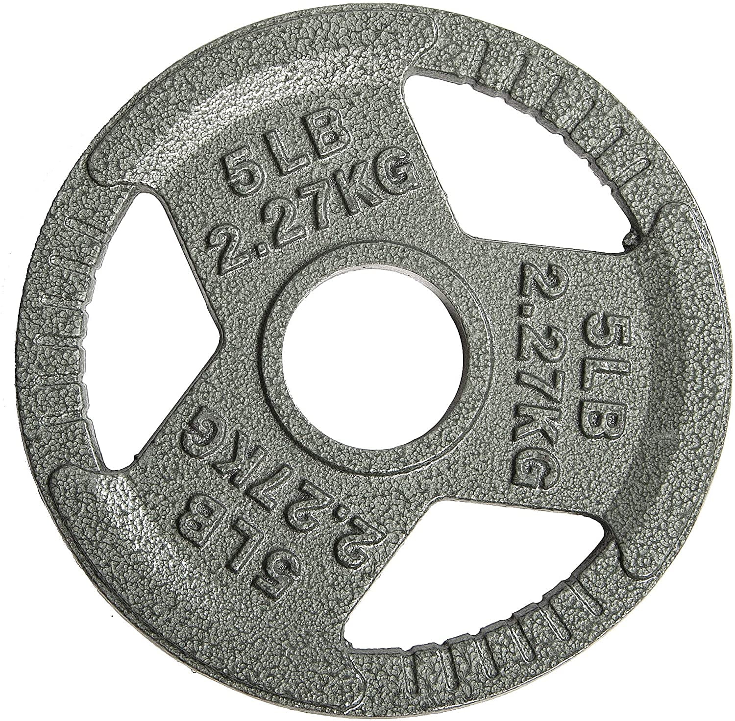 BalanceFrom Tri-Grip Cast Iron Plate Weight Plate for Strength Training, Weightlifting and Crossfit, 2-Inch, 5lbs Single