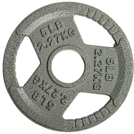 BalanceFrom Tri-Grip Cast Iron Plate Weight Plate for Strength Training, Weightlifting and Crossfit, 2-Inch, 5lbs Single