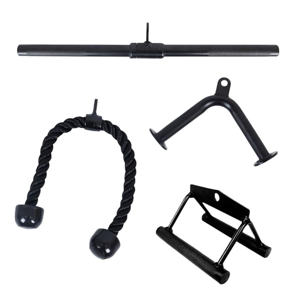 BalanceFrom Tricep Press Down & LAT Pulldown Cable Attachments – V Handle, Tricep Rope, Rotating Bar, V-Bar – Weight Machine Accessories,for Home Gym