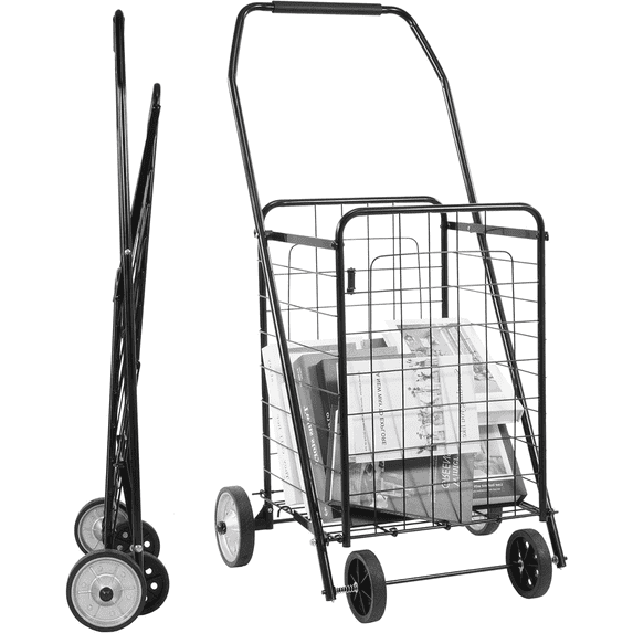 BalanceFrom Utility Cart with Wheels, Foldable Shopping Cart, holds up to 90 lbs, Durable Grocery Utility Cart, Compact Portable & Easy Storage, Suitable for Shopping, Laundry