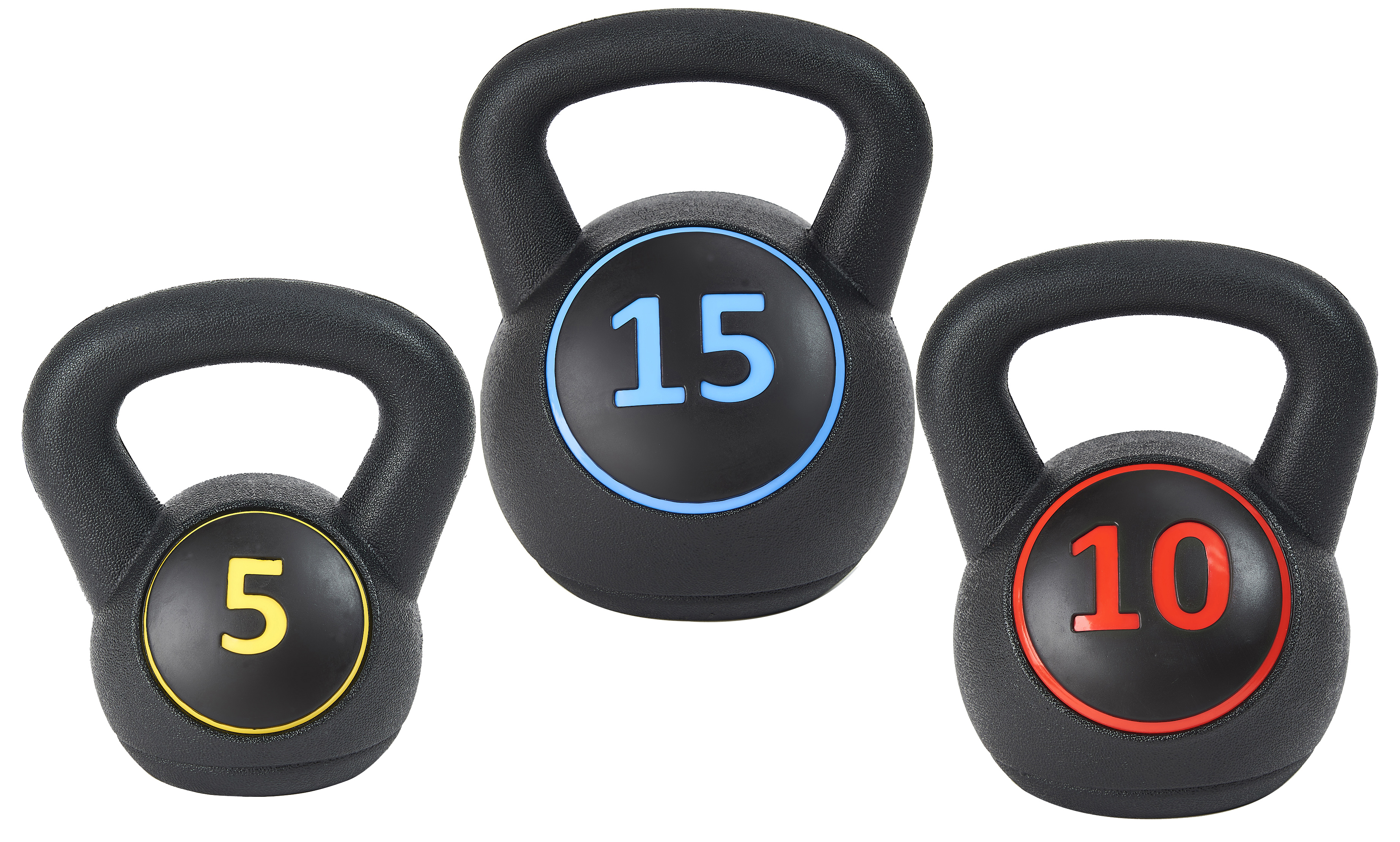BalanceFrom Wide Grip 3-Piece Kettlebell Exercise Fitness Weight Set, Include 5 lbs, 10 lbs, 15 lbs - image 1 of 6