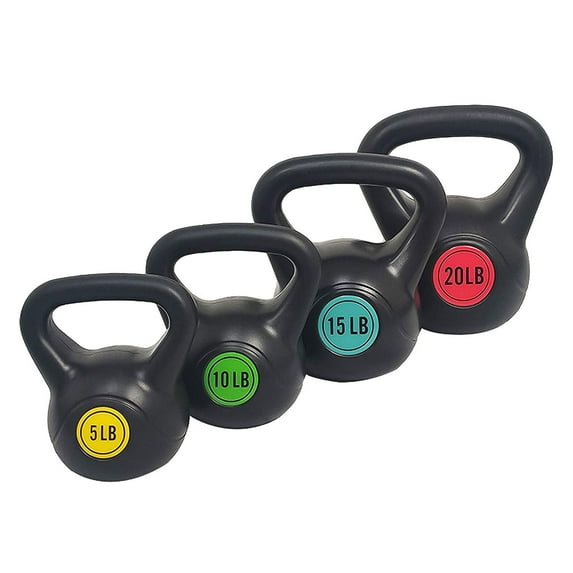 BalanceFrom Wide Grip 4 Piece Kettlebell Exercise Fitness Weight Set, Includes 5 lbs, 10 lbs, 15 lbs, 20 lbs
