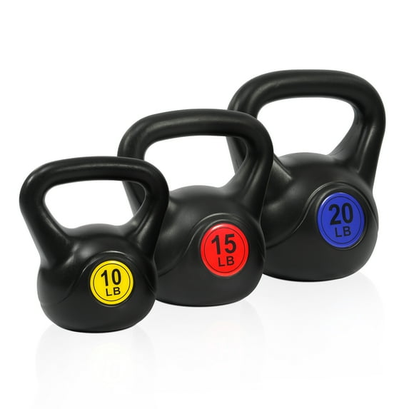 BalanceFrom Wide Grip Kettlebell Exercise Fitness Weight Set, 3-Pieces: 10lb, 15lb and 20lb Kettlebells