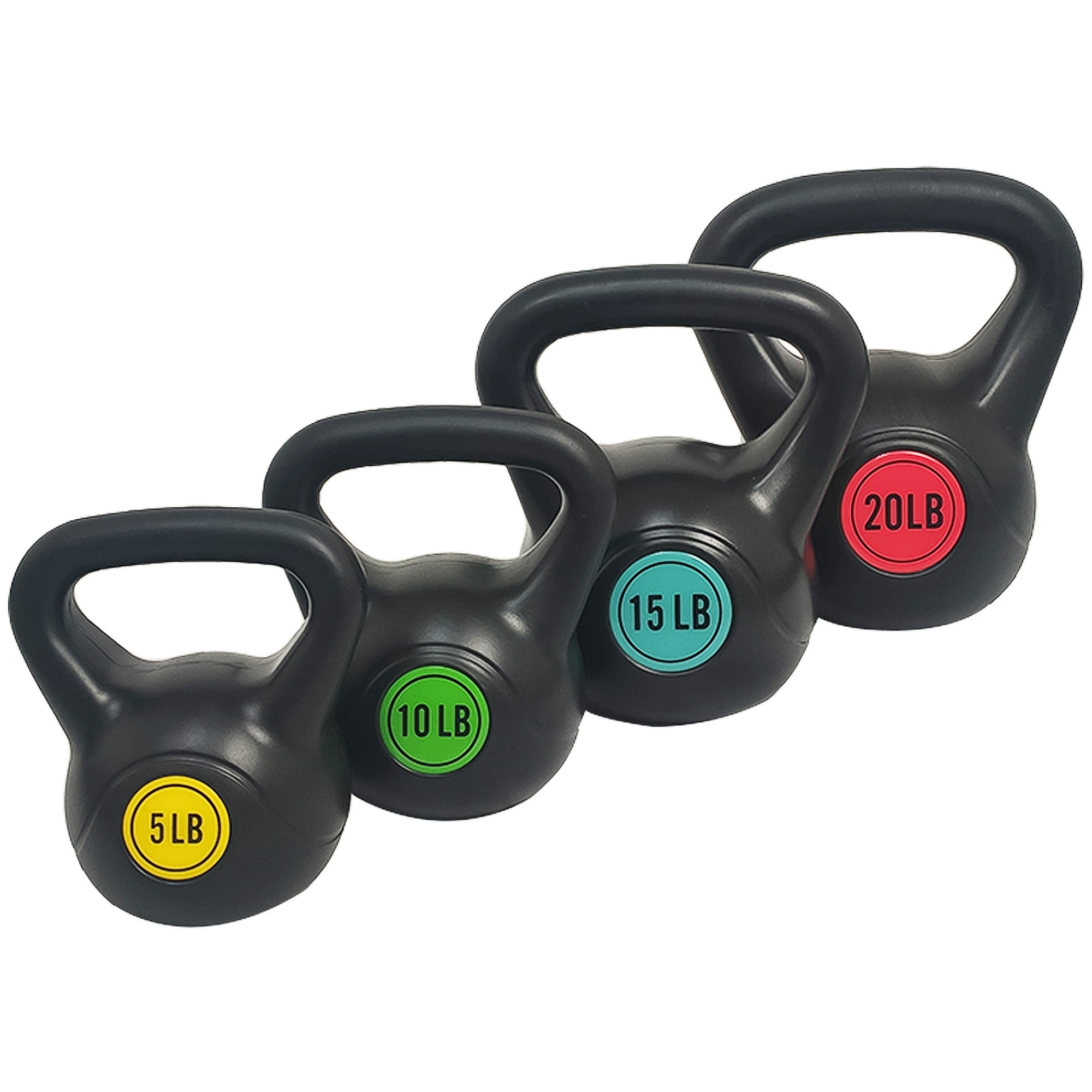 BalanceFrom Wide Grip Kettlebell Exercise Fitness Weight Set, 4-Pieces: 5lb, 10lb, 15lb and 20lb Kettlebells
