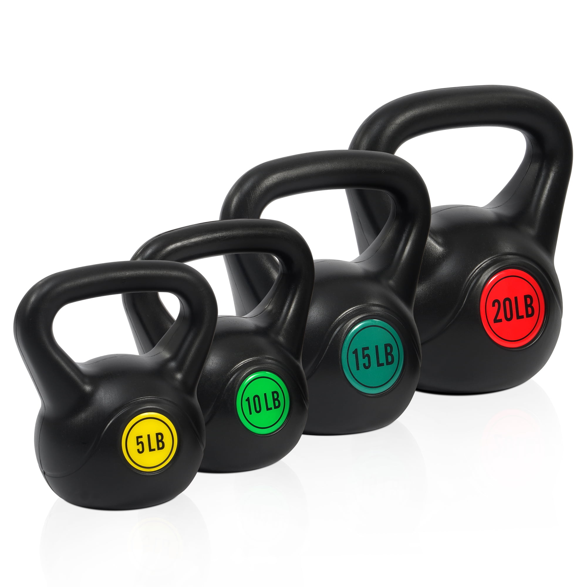 BalanceFrom Wide Grip Kettlebell Exercise Fitness Weight Set, 4-Pieces: 5lb, 10lb, 15lb and 20lb Kettlebells - Walmart.com