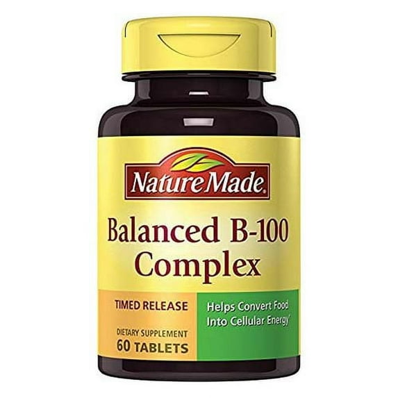 Balanced B-100 B Complex Supplement Tablets - 60 Tablets, 2 Pack
