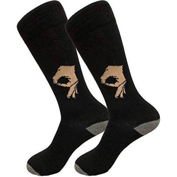 Balanced Co. Circle Game Meme Dress Socks Funny Socks Crazy Socks Casual Cotton Crew Socks (Big Hand Black/Gray)