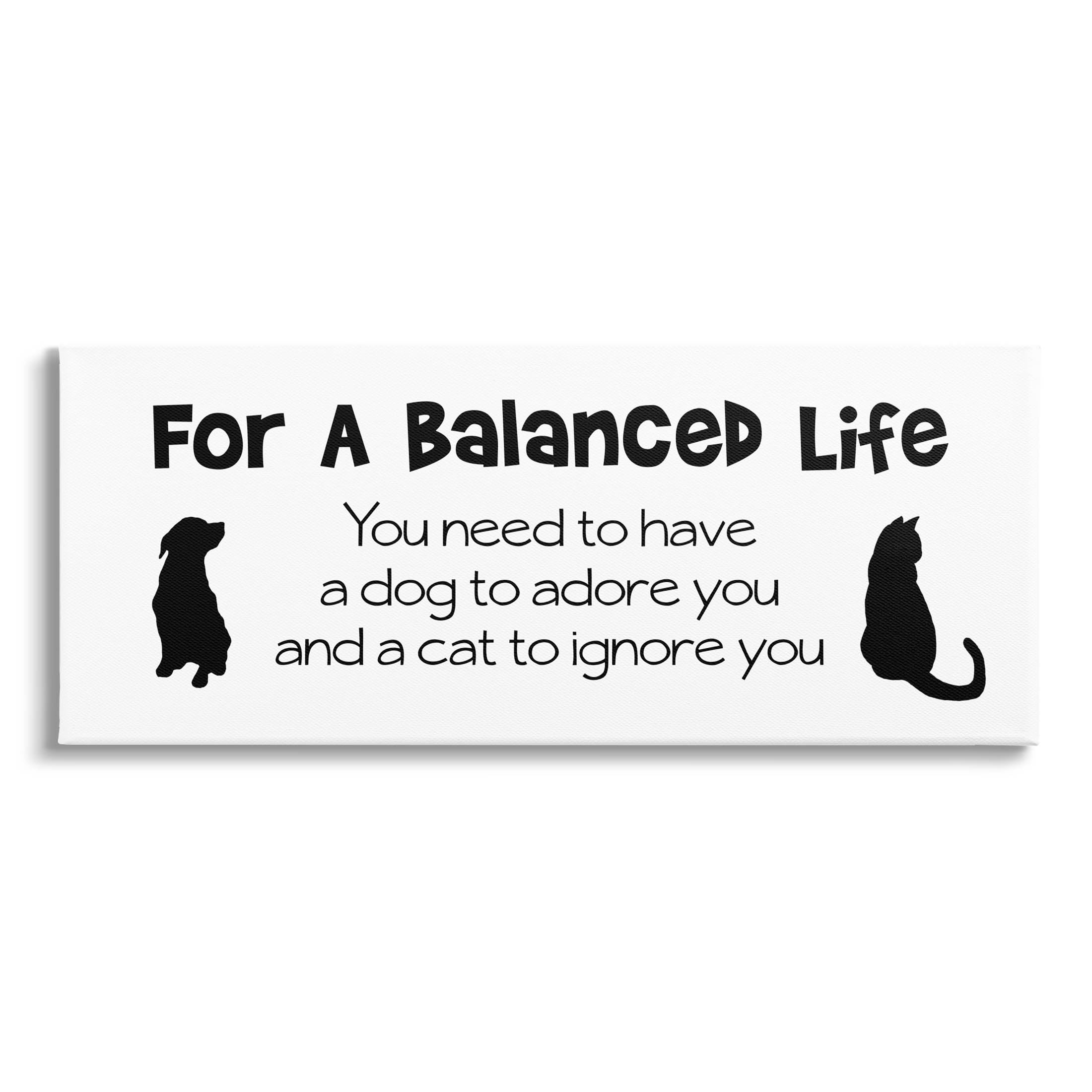 Balanced Life Cat & Dog Funny Animals & Insects Graphic Art Gallery Wrapped Canvas Print Wall Art