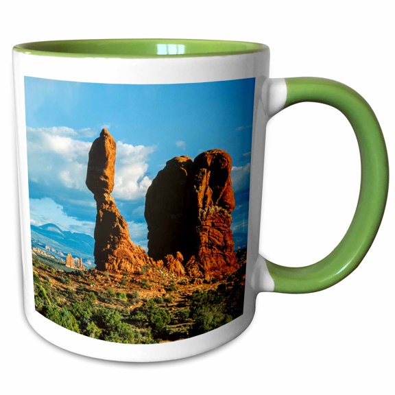 3drose, Balanced Rock, Arches National Park, Utah, Usa, 11oz Two-tone Green Mug