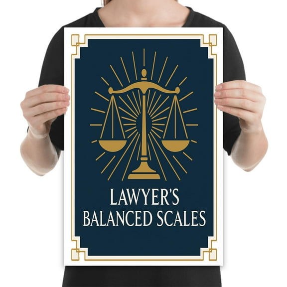 Balanced Scales Art Deco Design - Law Offices & Courtrooms - 13x19 Poster Print