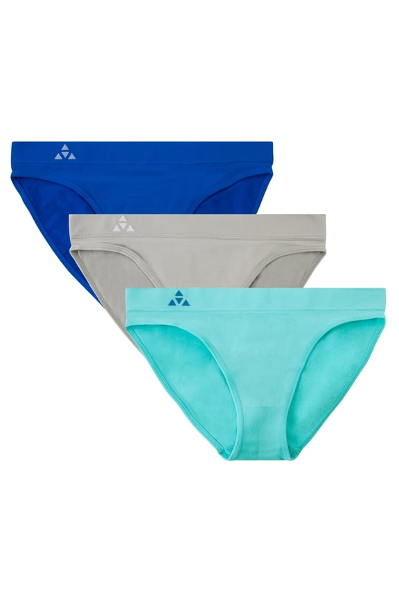 Women's 3 Pack Seamless Low-Rise Bikini Panties - Aquatic Group - X-Small