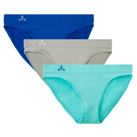 Balanced Tech Women's 3 Pack Seamless Low-Rise Bikini Panties - Aquatic Group - X-Small