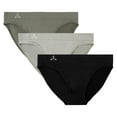 thumbnail image 1 of Balanced Tech Women's 3 Pack Seamless Low-Rise Bikini Panties - Black/Charcoal/Grey - X-Small, 1 of 5