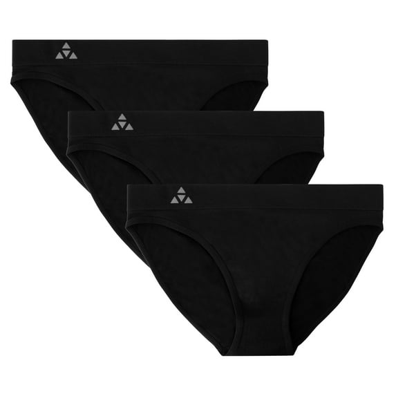 Balanced Tech Women's 3 Pack Seamless Low-Rise Bikini Panties - Black - Medium