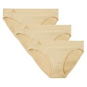 Balanced Tech Womens 3 Pack Seamless Low-Rise Bikini Panties - Nude - X-Small
