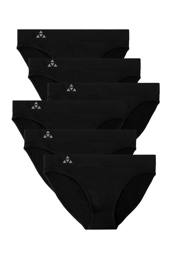 Women's 6 Pack Seamless Low-Rise Bikini Panties - Black - X-Small
