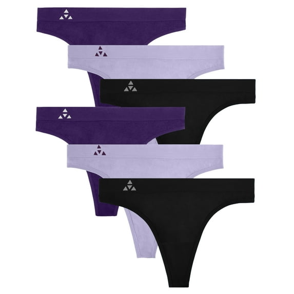 Balanced Tech Women's Seamless Thong Panties 6-Pack - Blackberry/Tulip Assorted - Large