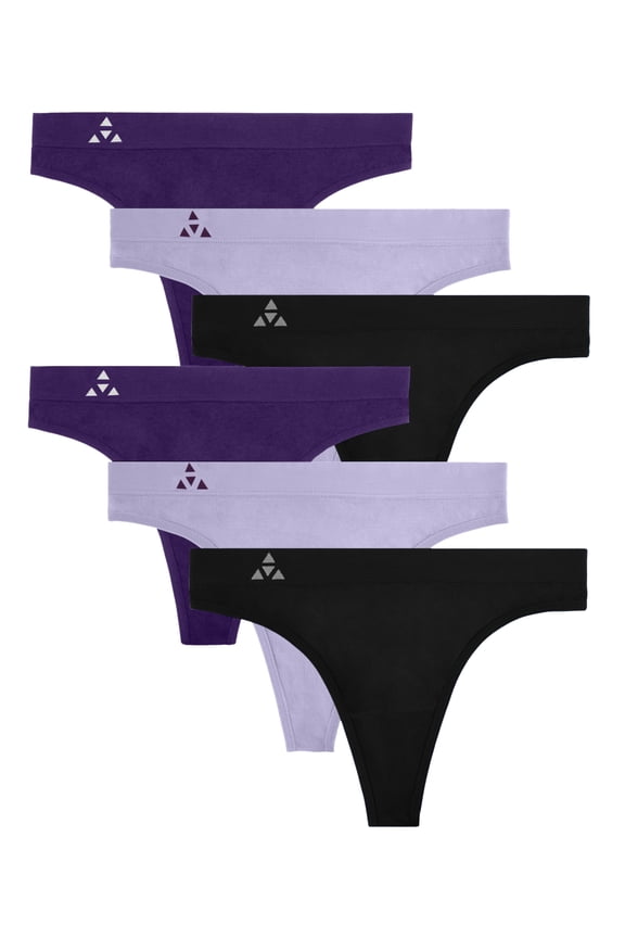 Women's Seamless Thong Panties 6-Pack - Blackberry/Tulip Assorted - Small