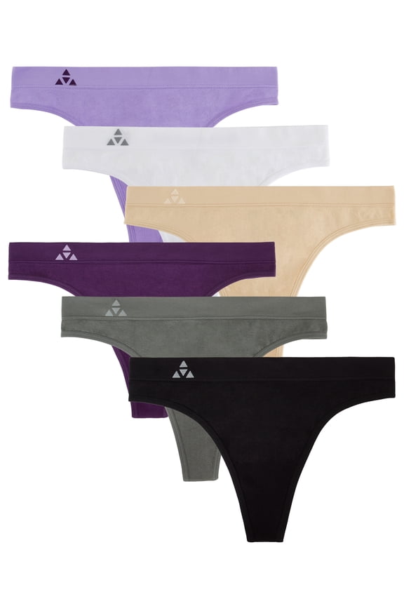 Women's Seamless Thong Panties 6-Pack - Classic Essentials - X-Small