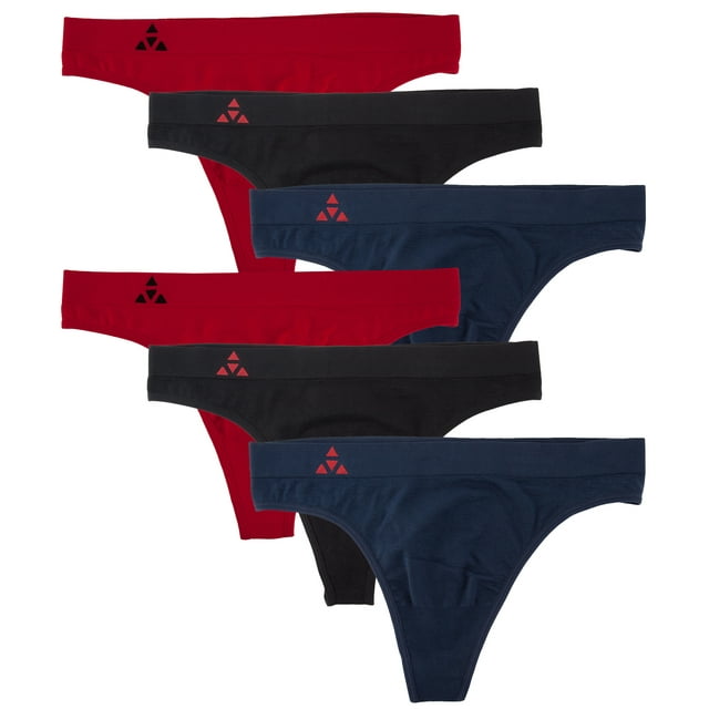 Balanced Tech Women's Seamless Thong Panties 6-Pack - Navy/Red Assorted
