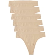 Balanced Tech Womens Seamless Thong Panties 6-Pack - Nude - Medium