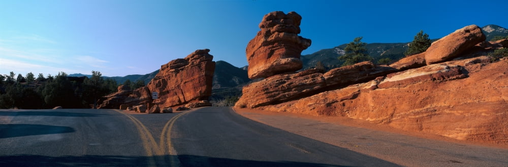 Balanced rock and road in desert Canvas Art - Panoramic Images (36 x 12)
