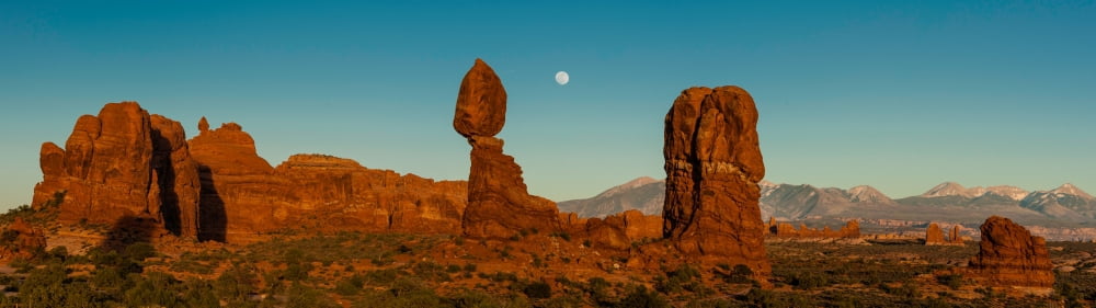 Balanced rocks on landscape Arches National Park Utah USA Canvas Art - Panoramic Images (12 x 40)