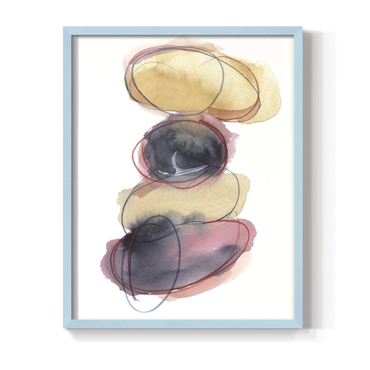 Balancing Act II Framed Print in Blue Solid Wood Framed Print No Nail Hanging