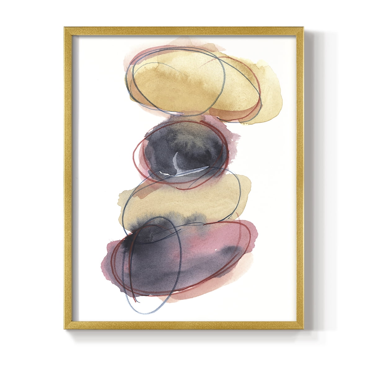 Balancing Act II Framed Print in Gold Solid Wood Framed Print No Nail Hanging