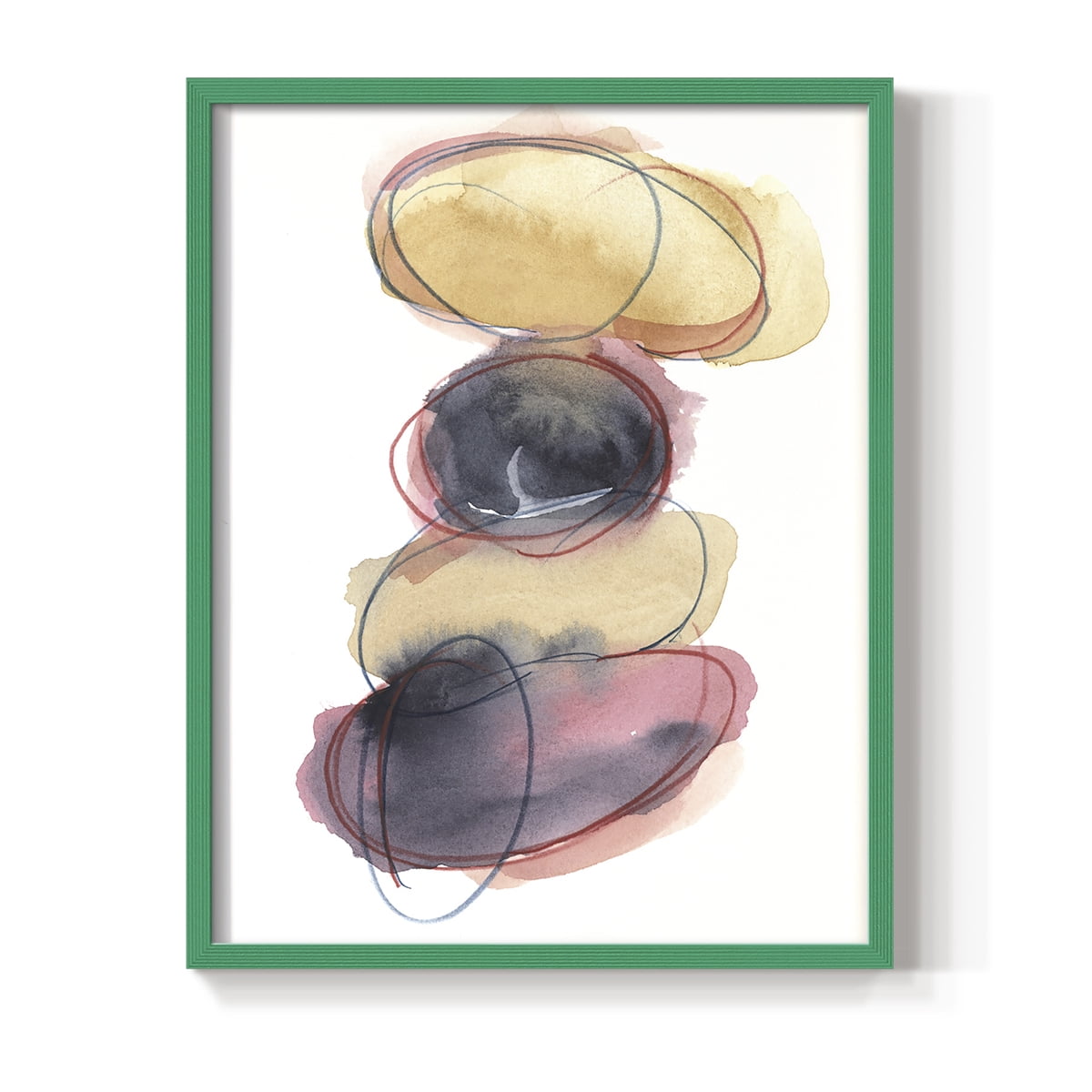Balancing Act II Framed Print in Green Solid Wood Framed Print No Nail Hanging