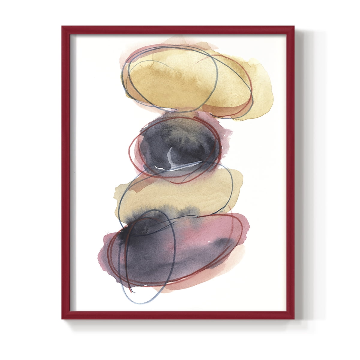 Balancing Act II Framed Print in Red Solid Wood Framed Print No Nail Hanging