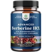 Natures Craft 1200mg Berberine Supplement with Ceylon Cinnamon and Milk Thistle, 120 Capsules