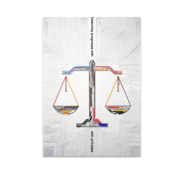 Balancing Progress with Principles - Contemporary Ethical Decor - 13x19 Poster Print