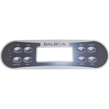 Balboa 11281 8-Button Spa Side Overlay - Temperature Up & Down, Light, Jets 1, Jets 2, Blower, Time, Mode & Program