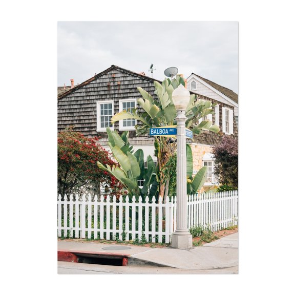 Balboa Ave - Newport Beach California Photography Beach House Coastal Architecture Tropical Street Photography Botanical Rustic Unframed Wall Art Print 4 x 6 inches