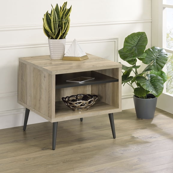 Balboa Distressed Pine Square Engineered Wood Side End Table