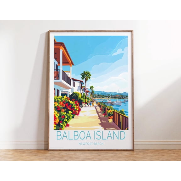 Balboa Island California Waterfront Wall Art, Unframed Paper Print Size 8x12