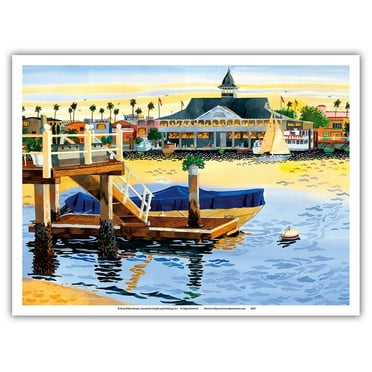Balboa Pavilion - Newport Beach California - From an Original Watercolor Painting by Robin Wethe Altman - Master Art Print (Unframed) 9in x 12in