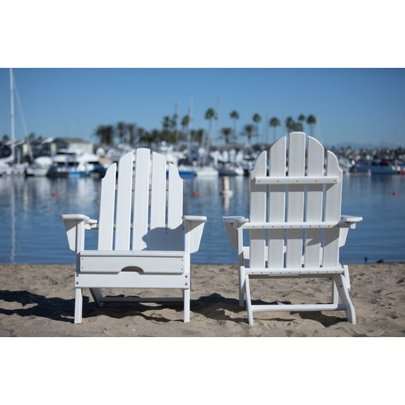 Balboa Plastic Folding Adirondack Chair - White (2-Pack)