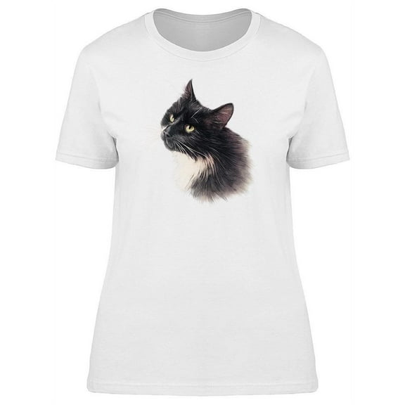 Balck Cat White Breast T-Shirt Women -Image by Shutterstock, Female 3X-Large