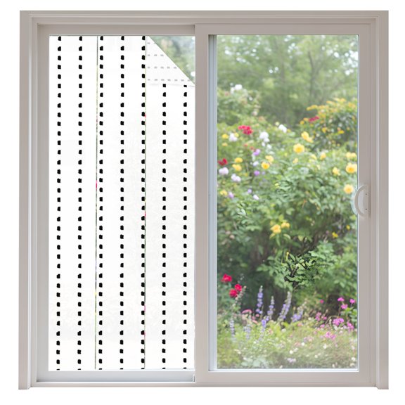 Balck White Faded Stripes Window Privacy Film Modern Abstract Art Minimalist Dots Lines Decorative Glass Window Film UV Blocking Static Cling Sticker Covering for Home Door 35.4x78.7 inches