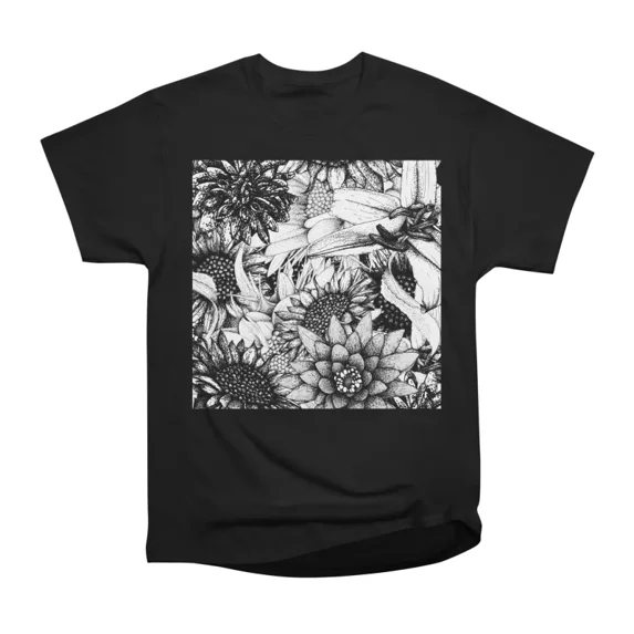 Balck and White Floral Bouqet T-Shirt Tee Gift For Him Merch For Her Apparel For Friend
