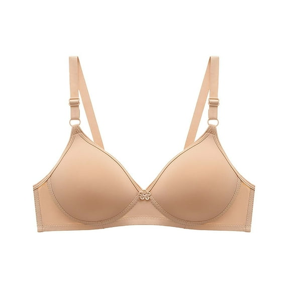 Balconette Bra, Comdrip High Support Bras for Women Adjustable Strap Full Coverage Up Bras Comfortable No Underwire Wireless Bras Lightly Lined Bra Beige 34