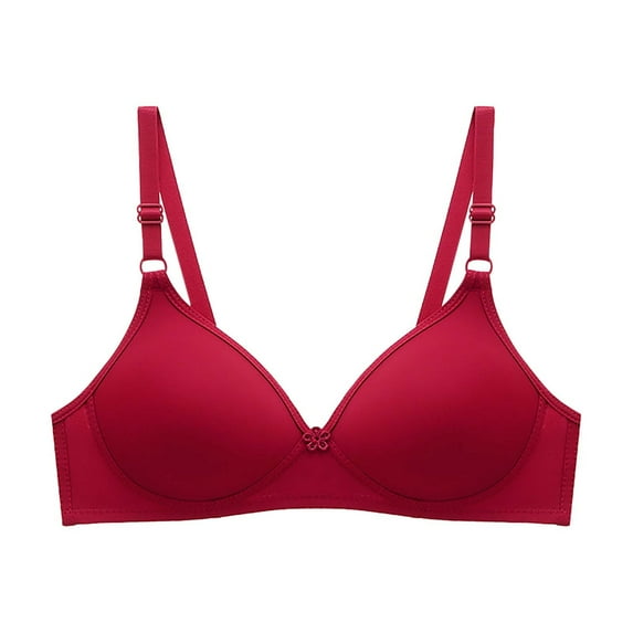 Balconette Bra, Comdrip High Support Bras for Women Adjustable Strap Full Coverage Up Bras Comfortable No Underwire Wireless Bras Lightly Lined Bra Red 36